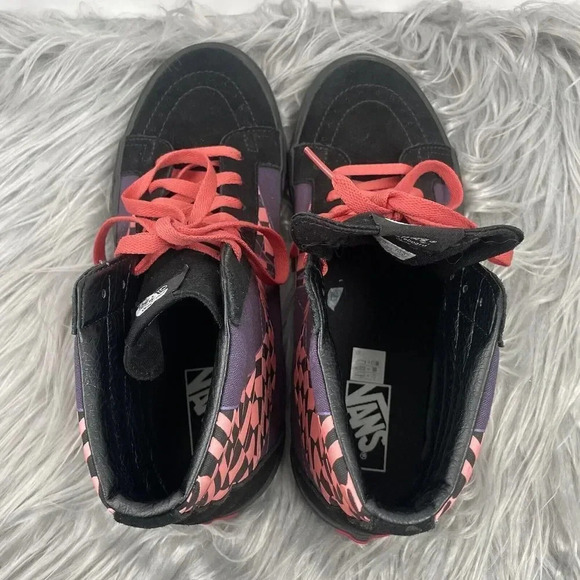 Vans Sk8 Hi Reissue Checkerboard Warp Black Paprika Pink Purple Shoes Women 10.5 - Picture 9 of 10